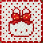 Red Kitty Perler Bead Coasters – Complete Set of 4 Cute Cat Pixel Art Drink Coasters