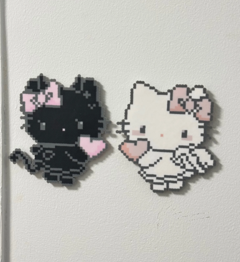 Angel & Devil Hello Kitty Pixel Charms – Matte Mini Bead Pair – Dark & Sweet Couple Decor