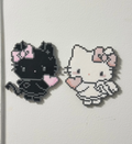 Angel & Devil Hello Kitty Pixel Charms – Matte Mini Bead Pair – Dark & Sweet Couple Decor