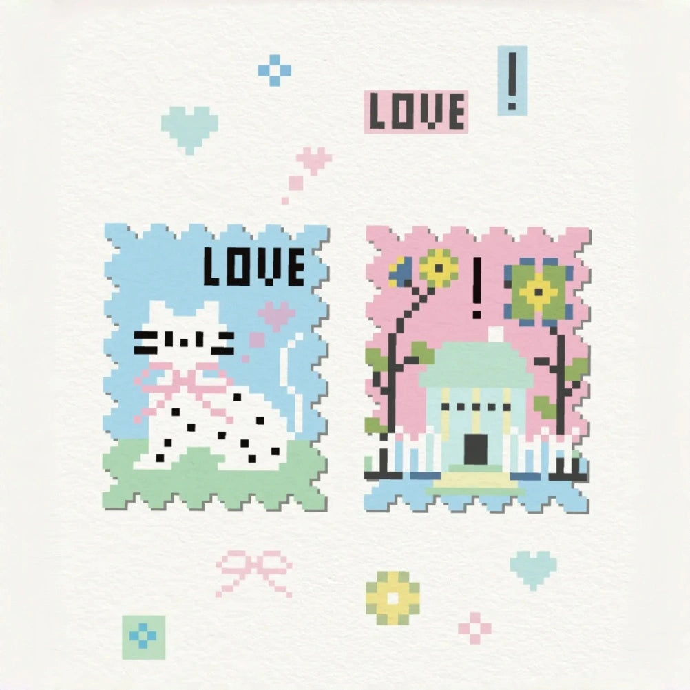 Cat Stamp & House Stamp Perler Bead Coasters – Pixel Postage Art