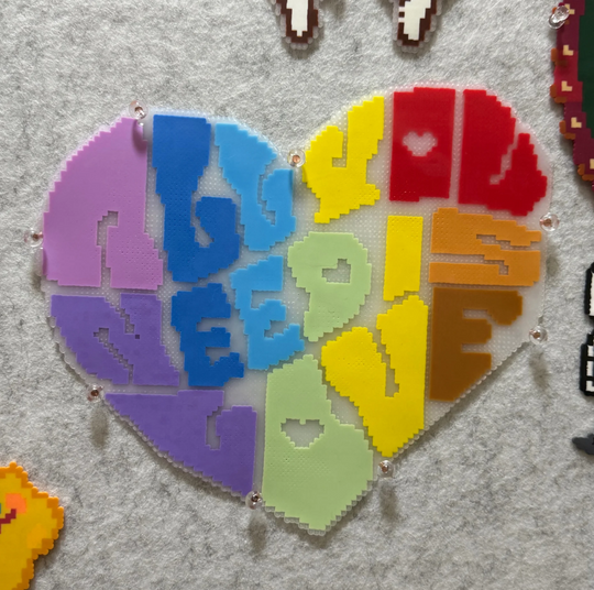 Rainbow “All You Need Is Love” Heart Perler Bead Wall Art