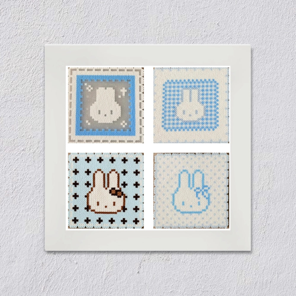 Blue Kitty Perler Bead Coasters | Set of 4 Cute Cat Pixel Art Drink Coasters
