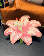 Pink Lily Pixel Coaster – Glitter Petals & Radiant Bloom – Pure Floral Decor