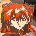 Three‑Colour Anime Boy – Orange, Brown & Cream – Pixel Perler Art