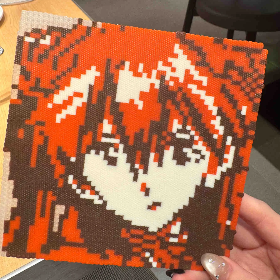 Three‑Colour Anime Boy – Orange, Brown & Cream – Pixel Perler Art