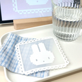 Minimalist Bunny Coaster – White Rabbit on Translucent Grey Perler Bead Art
