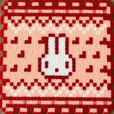 Red Kitty Perler Bead Coasters – Complete Set of 4 Cute Cat Pixel Art Drink Coasters