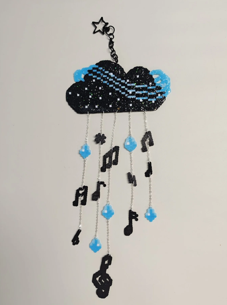 Storm Cloud Music Note Perler Bead Hanging Ornament