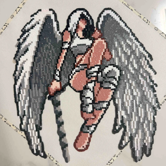 Dark Battle Angel – Monochrome Perler Bead Art