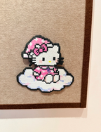 Sleeping Hello Kitty Pixel Charm – Starry Nightcap & Cloud Base – Dreamy Pastel Decor