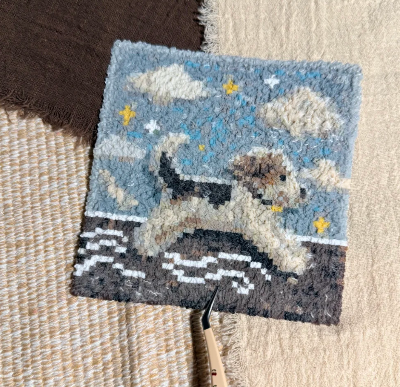 Dog Under Starry Sky – Night Walk on Zebra Crossing Perler Bead Art