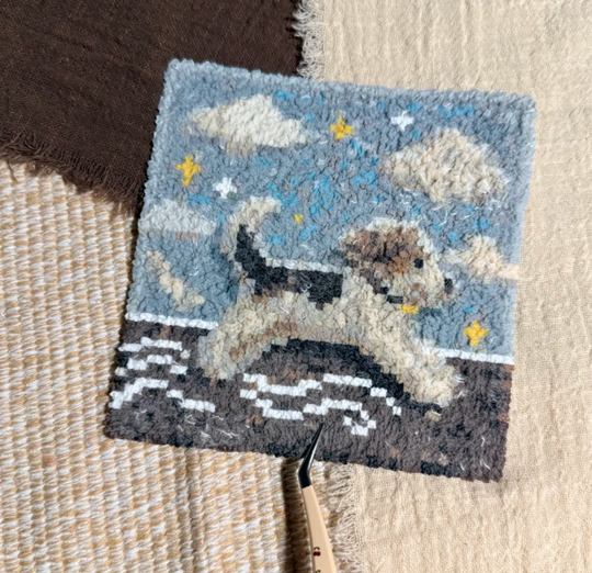 Dog Under Starry Sky – Night Walk on Zebra Crossing Perler Bead Art