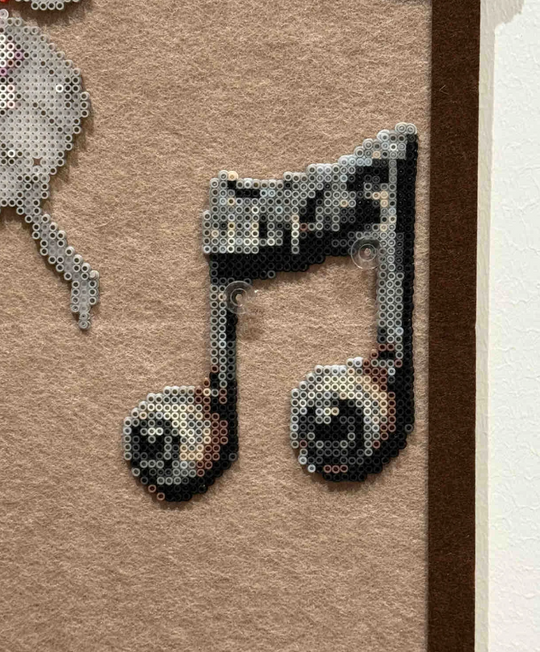 Neutral Gradient Double Eighth Music Note Perler Bead Coaster & Backpack Charm