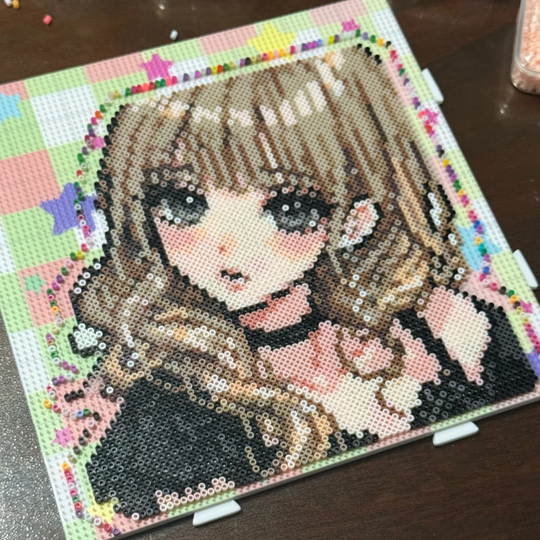 Cute Anime Girl Portrait – 13cm Perler Bead Art