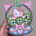Bow Frame Shaker Charm – Pastel Perler Bead Art
