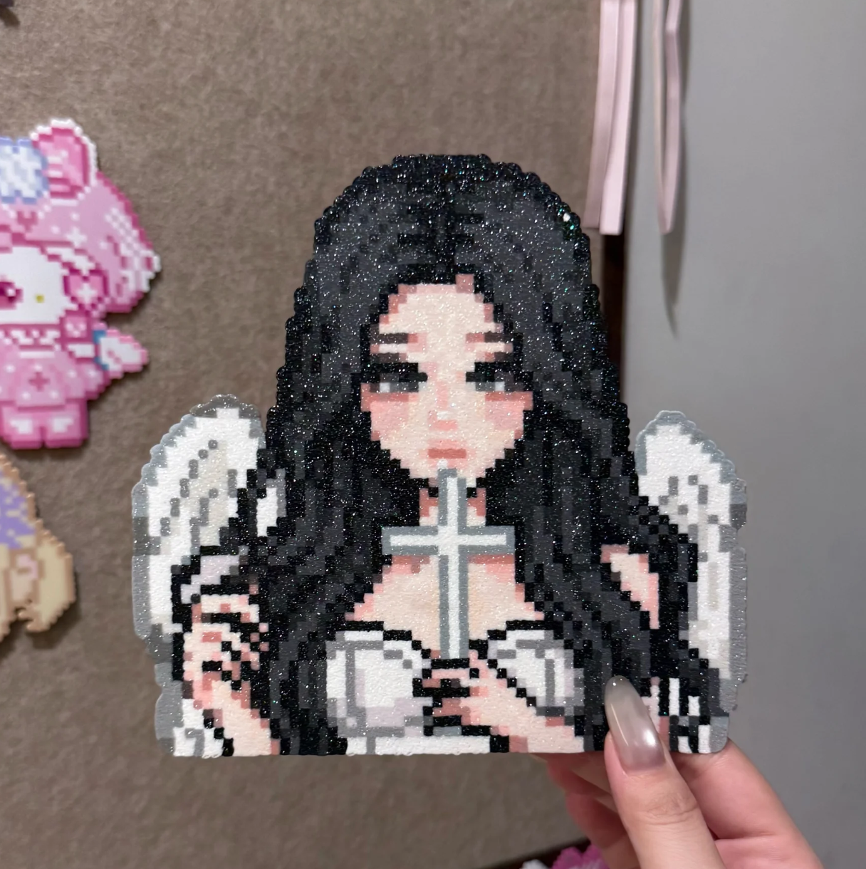 Dark Sweet Angel Girl – 10cm Perler Bead Art