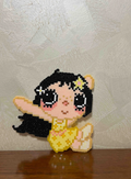 Sparkly Star Girl Pixel Charm – Glitter Hair & Yellow Dress – Cute Character Decor