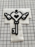 Winged Heart Key Perler Bead Pixel Art, Gothic Romantic Charm