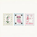 Set of 3 Postage Stamp Perler Coasters – Lily of the Valley, Kitten & Lamb