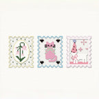 Three Postage Stamp Perler Coasters – Lily of the Valley, Kitten & Lamb
