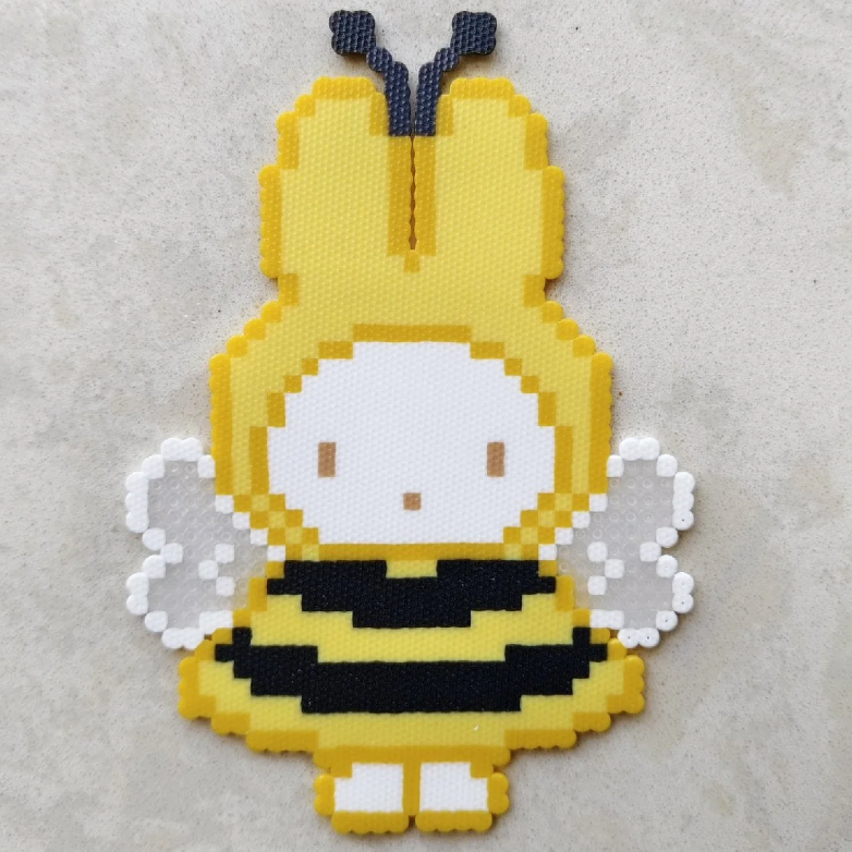 Bunny Bee – Rabbit Ears, Wings & Bee Stripes – Perler Bead Art