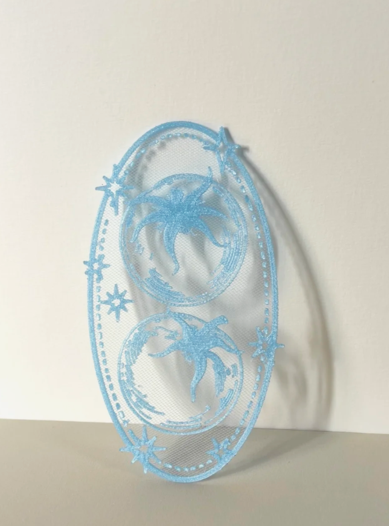 Glitter Blue Star Celestial Lace Hair Barrette | Fairycore Cosmic Wedding Hair Accessory