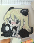 Blonde Girl With Two Black Cats Perler Bead Charm | Muted Neutral Cat Lover Backpack Accessory & Coaster