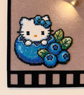 Glitter Blueberry Hello Kitty Perler Bead Cutout | Kawaii Backpack Charm & Fridge Magnet