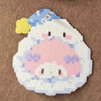Four Characters in a Cat Bed – Complete Set of 4 – Perler Bead Art (White Kitten, Pink Rabbit, Lamb & Black Kitten)