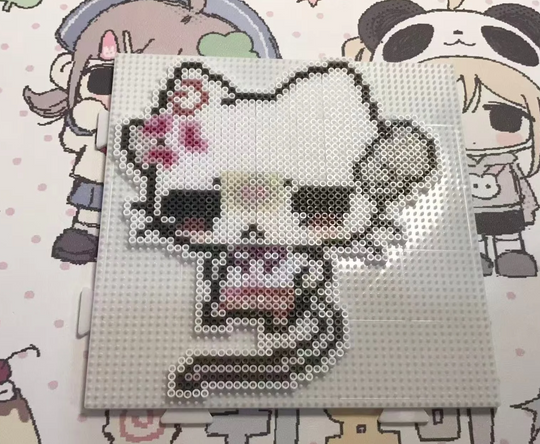 Kawaii Cartoon Cat Perler Bead Layout, Pixel Craft Art