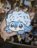 Cloud Curly Hair Stitch Perler Bead Charm | Cartoon Fandom Kawaii Backpack Accessory & Large Coaster