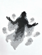Ghostly Gradation Pixel Charm – Translucent Greyscale Haunt – Halloween Decor