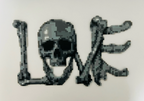 Bone Skull LOVE Word Perler Bead Charm | Gothic Grunge Alternative Backpack Accessory & Coaster