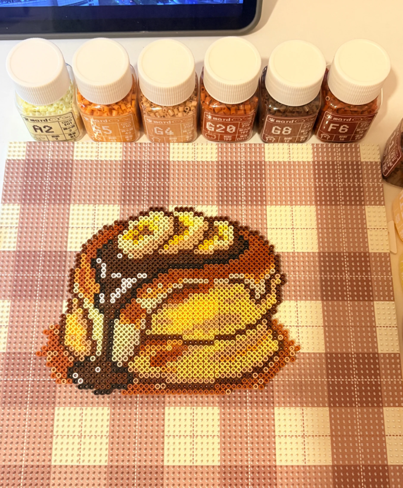 Caramel Pudding Pixel Charm – No Outline, Warm Yellow & Brown – Creamy Dessert Decor