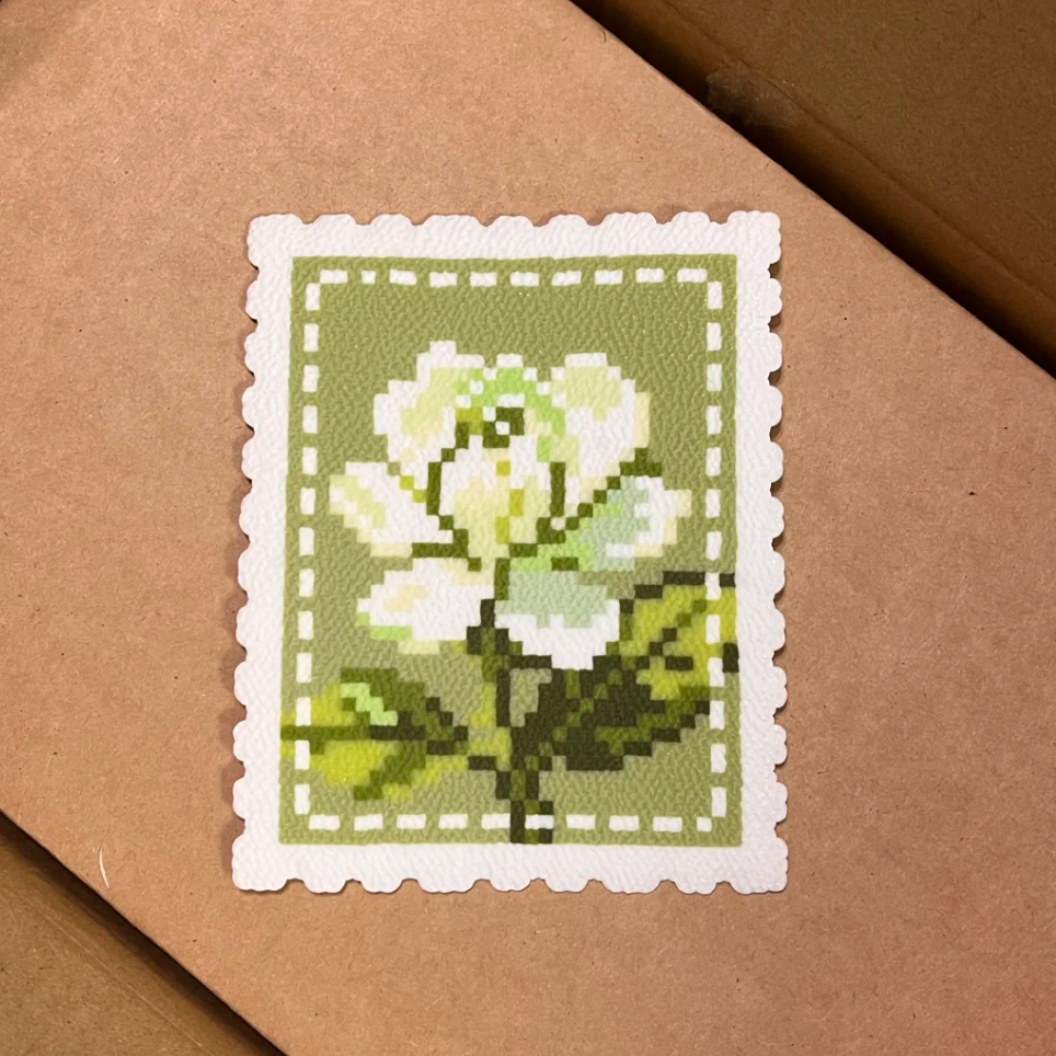Camellia Stamp – Vintage Floral Perler Art