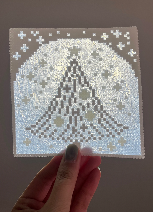 Translucent Cross Hollow Pixel Perler Bead Light Coaster | Minimal Nordic Luminous Table Decor