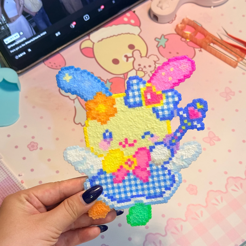 Magical Bunny – Mismatched Ears & Wand – Pixel Perler Art