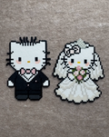 Wedding Dear Daniel & Hello Kitty Pixel Charms – Matte Mini Bead Pair – Bridal Sanrio Decor