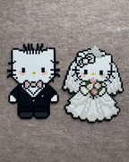 Wedding Dear Daniel & Hello Kitty Pixel Charms – Matte Mini Bead Pair – Bridal Sanrio Decor