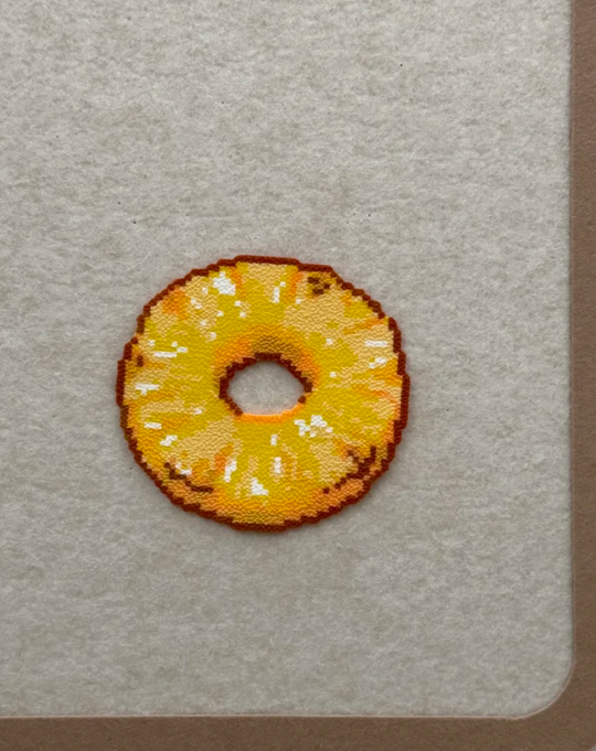 Tropical Pineapple Slice Perler Bead Coaster | Summer Fruit Desk Decor