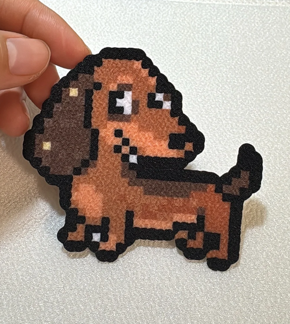 Dachshund Pixel Charm – Black Outline & Warm Brown Tones – Cute Pet Decor