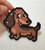 Dachshund Pixel Charm – Black Outline & Warm Brown Tones – Cute Pet Decor