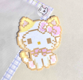 Hello Kitty Cat Hood Pixel Charm – Creamy Matte Finish & Low-Saturation Pastels – Kawaii Dress-Up Decor