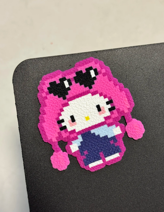 Heart Sunglasses Pink Hat Hello Kitty Perler Bead Charm | Kawaii Sanrio Backpack Accessory