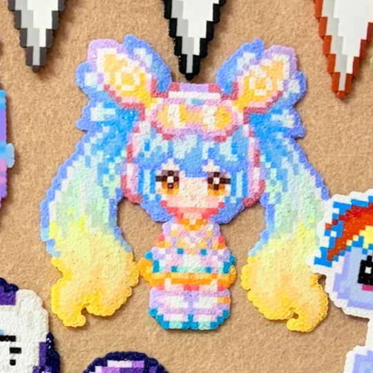 Pastel Twin-Tail Girl –  Dreamy Perler Bead Art