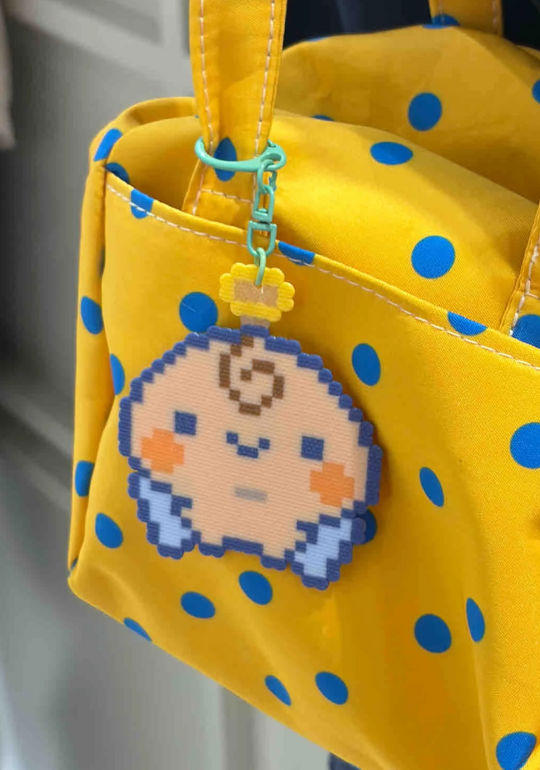 Spiral Hair Baby Pacifier Perler Bead Keychain | Kidcore Kawaii Bag & Car Charm