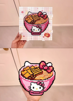 Hello Kitty Ramen Bowl – 3D Pixel Sculpture with Kitty Face, Noodles & Giant Bow – Sweet‑Cool Decor