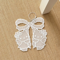 Bow & Angel Kittens – White Lace Hanging Ornament – Perler Art