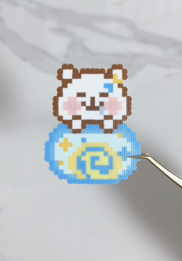 Satisfying Immersive Perler Bead ASMR | Kawaii Bear On Cloud Timelapse