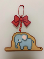 Dumbo Circus Hat Perler Bead Keychain With Red Bow | Cartoon Backpack Charm